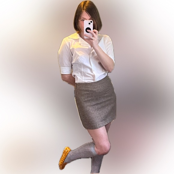 Compagnia Italiana wool herringbone mini skirt - Picture 1 of 8